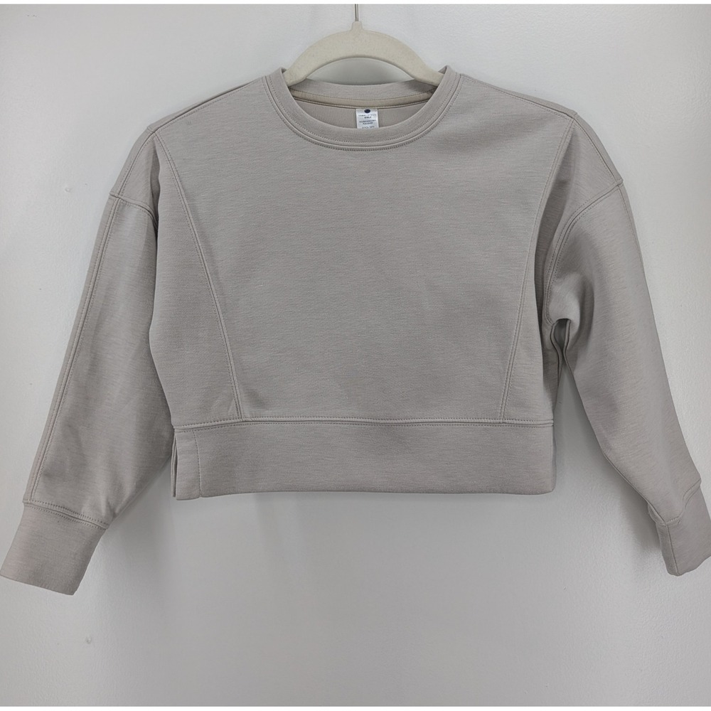 Yogalicious Girls Scuba Unicorn Pullover Taupe Cropped Sweatshirt Size S 7-8